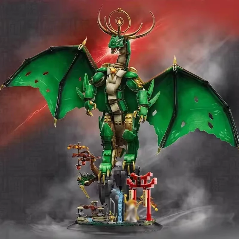 

2026 Hot Sale1650PCS Creative Building Blocks Green Guardian Dragon Assembled Toy Boy Birthday Christmas Decoration Gift