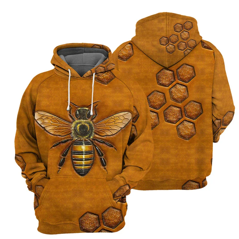 New 3D Cute Animal Honeybee Printing Hoodies For Men Bees Graphic Sweatshirts Kid Fashion Funny Pullovers Winter Vintage Clothes