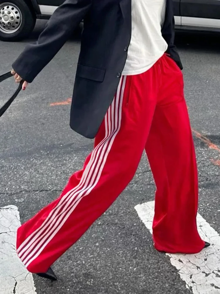 2000er Jahre American Pocket Retro INS Hose Gestreifte High Street Sporthose Kordelzug Taille Hip Hop Dopamin Mode Lose Hosen