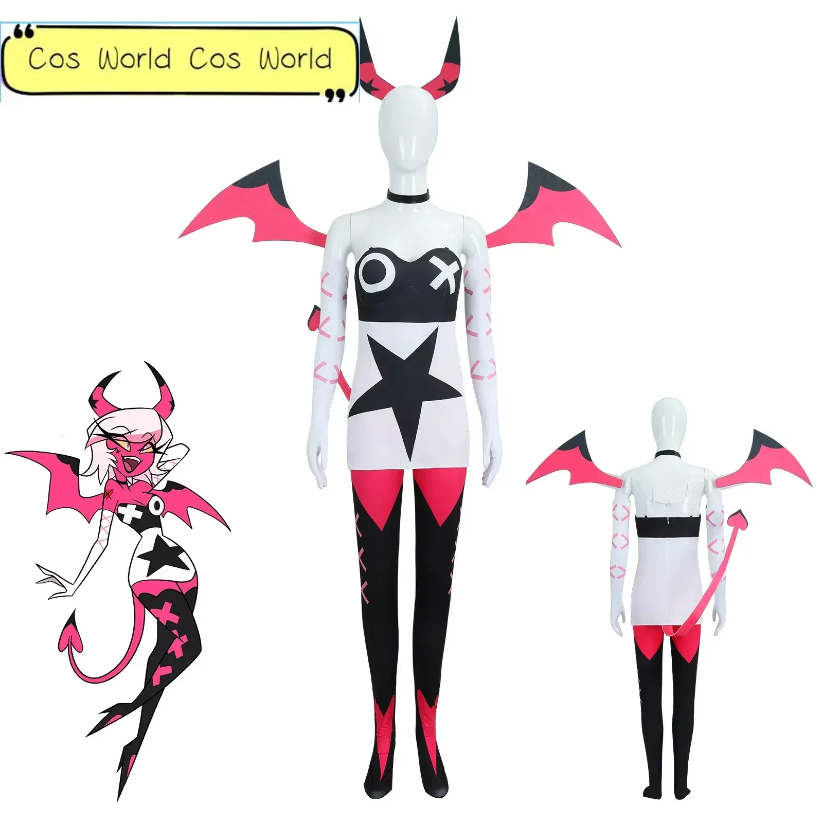 Verosika Mayday Cosplay Costume Hazbin Uniform Suit Demon Tail Hotel Women Kids Halloween Carnival Dress Anime Cosplay Props