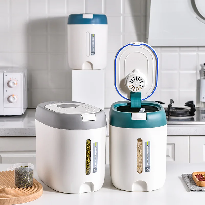 Secchio per riso pressato per uso domestico Scatola per la conservazione del riso sigillata a prova di umidità, cereali, cibo per gatti, serbatoio per la conservazione degli alimenti per cani