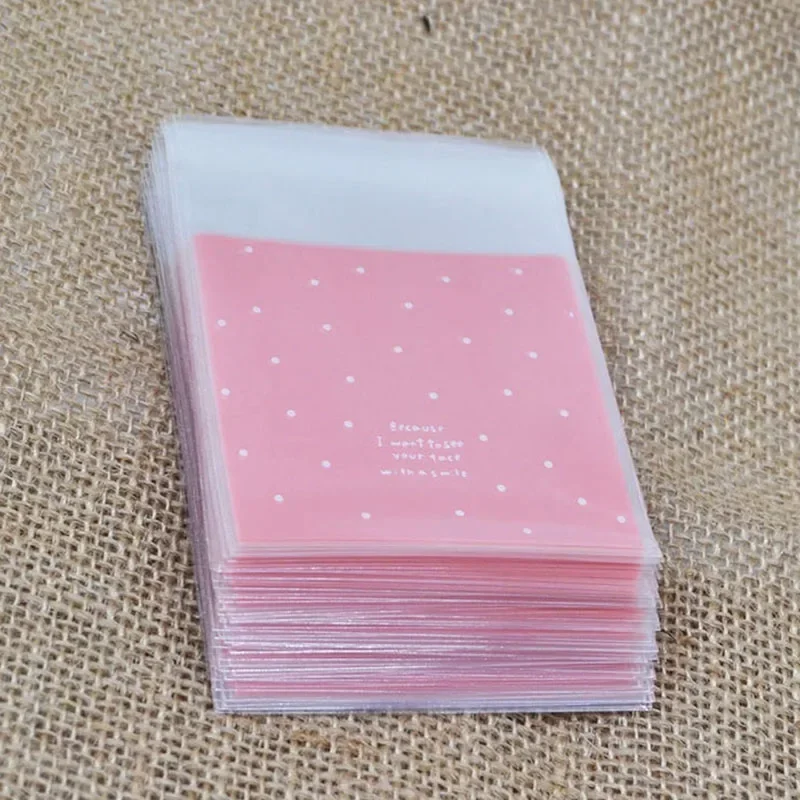 100pcs/lot 7x7cm transparent self-adhesive food bag, cookies, candies, OPP wedding, birthday party, DIY gift packaging bag