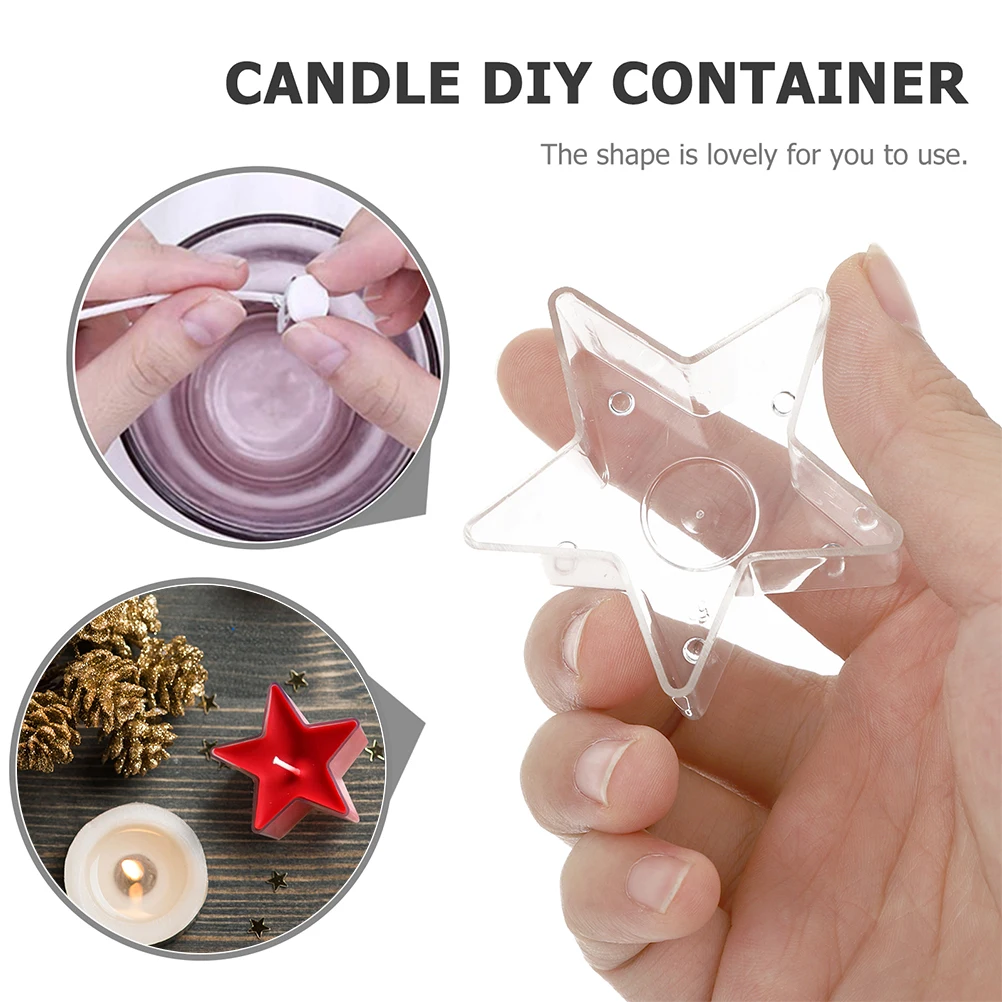 

1 Set Diy Making Containers Star-Shaped Heat Resistant Plastic Jars With Wicks For Home Decor Tealight Holders Wax