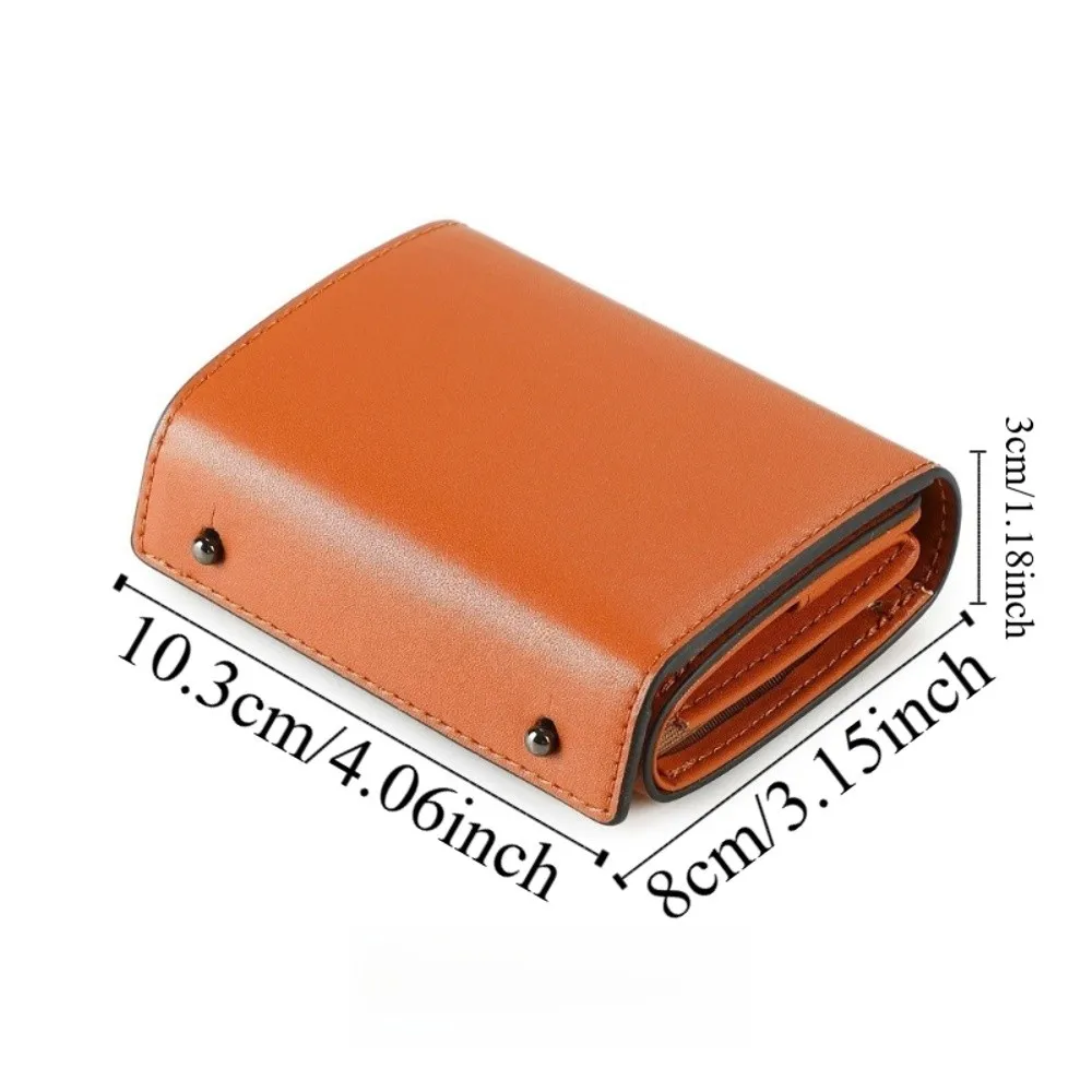 PU Leather Business Short Wallet Snap Closure Ultra-Thin Design Tri-fold Card Holder Solid Color Multi-slot Design Coin Purse