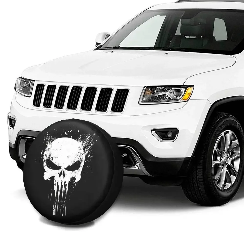 Skelett-Totenkopf Ersatzrad-Reifenabdeckung Tasche für Jeep Pajero, Robuste Metall-Staubschutzhülle, Fahrzeugzubehör – Detail 6