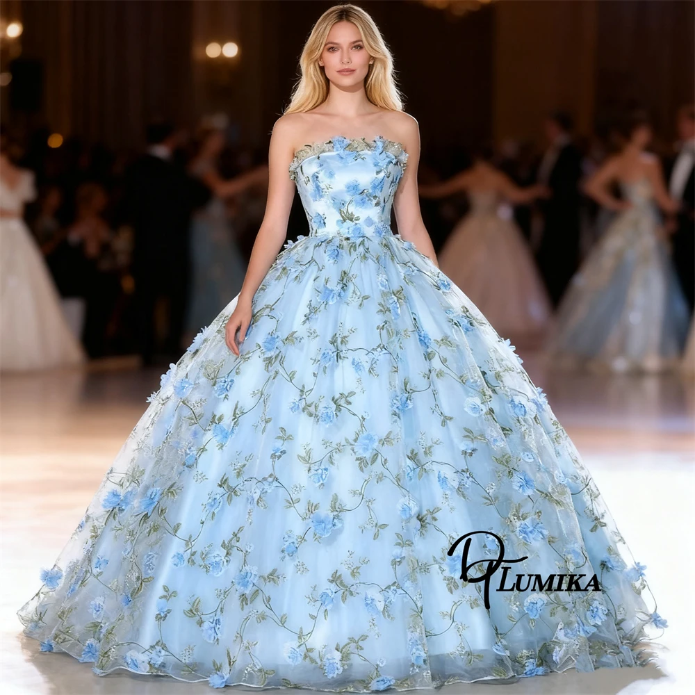 DTLumika Princess Floral Ball Gown for Women 2025 Strapless Lace-up Quinceanera Dresses Sweet 15 16 Gowns