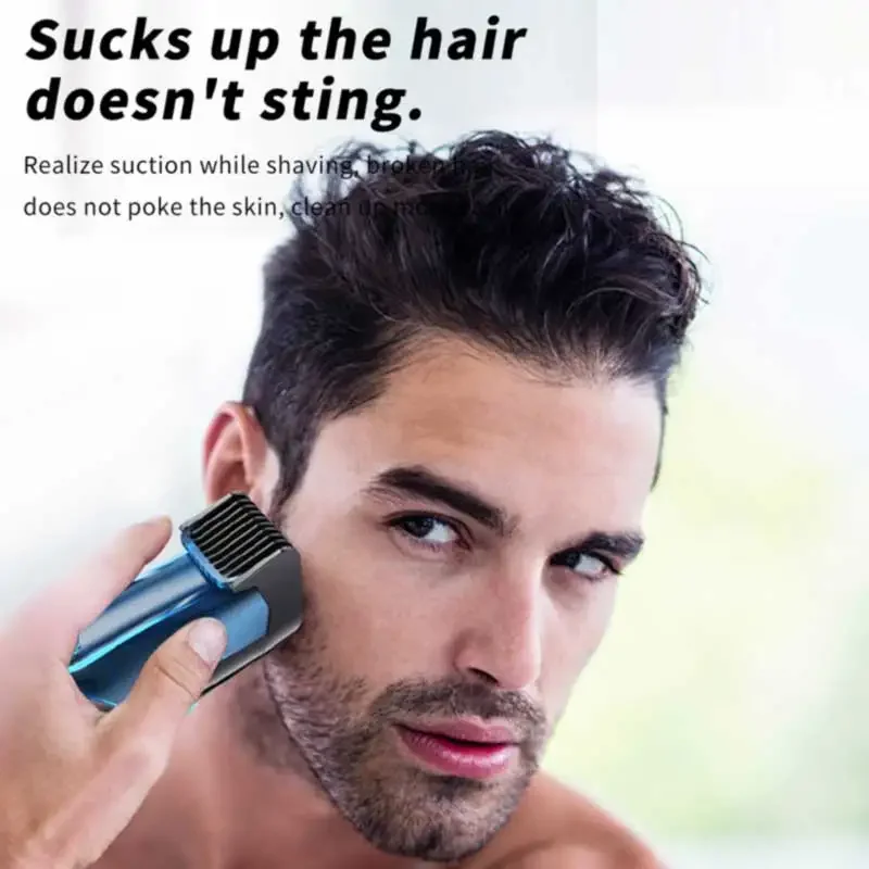 Recortador de barba al vacío para hombres, recortador de bigote recargable con peine de longitud ajustable (1-20 mm) recortador de barba eléctrico