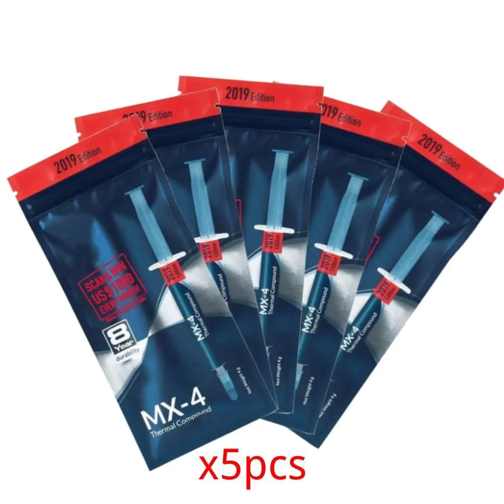 

5pcs MX-4 Thermal Compound Conductive Grease 2019 MX 4 Silicone Paste Heat Sink Processor CPU GPU Cooler Cooling Fan Plaster 4g