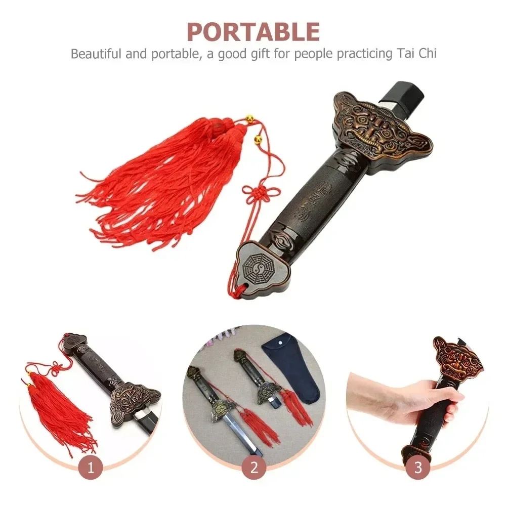 Chinese Tai Chi Sword Retractable Sword Outdoor Sports Toys Classic Tassel Sword Performance Carving Prop Decoration Accessories
