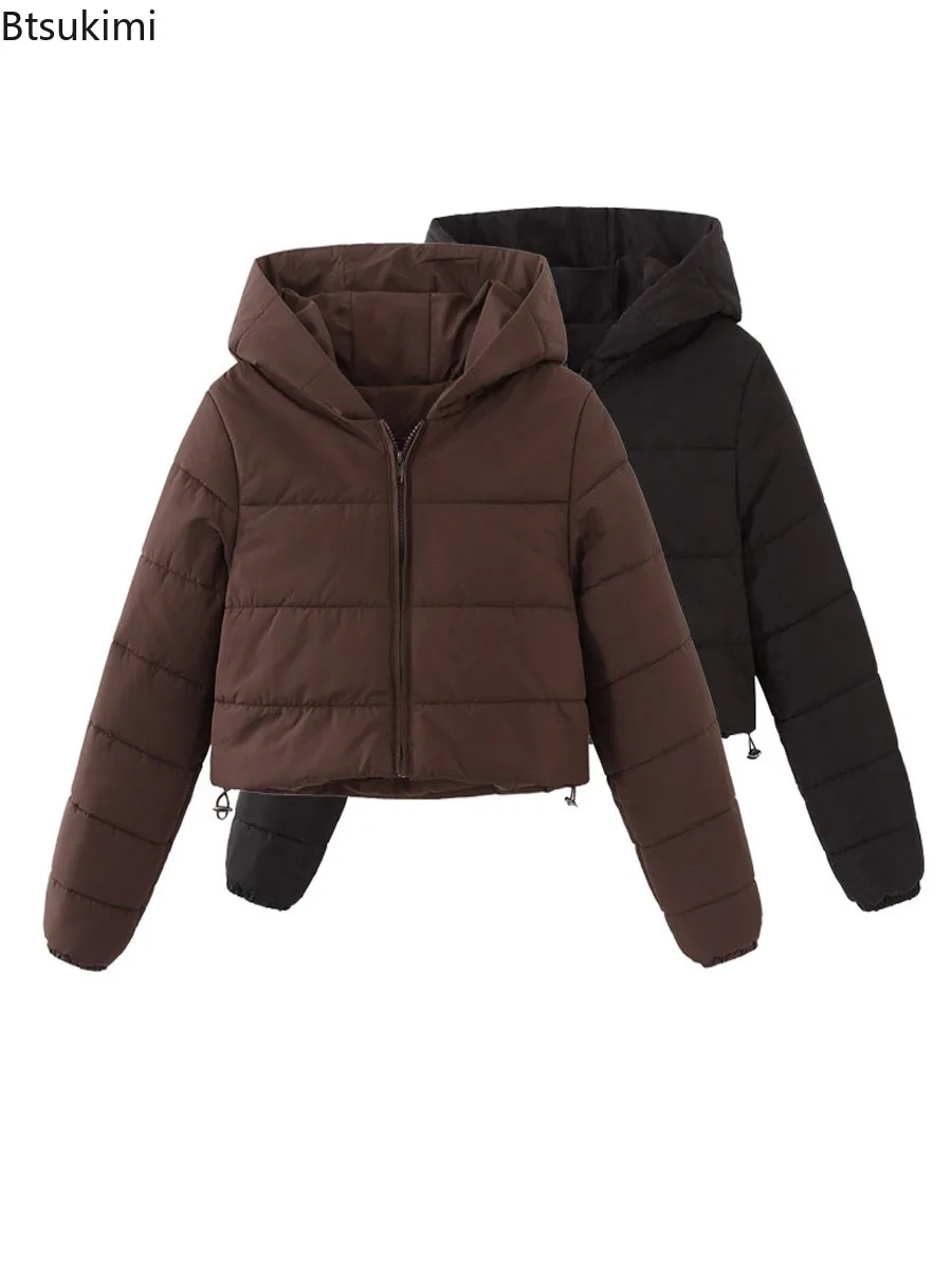 Winter Hooded Parkas Casual Down Cotton Coat Zipper Trend Bread Coat Women Long Sleeve Keep Warm Fashion Short Parkas Jackets