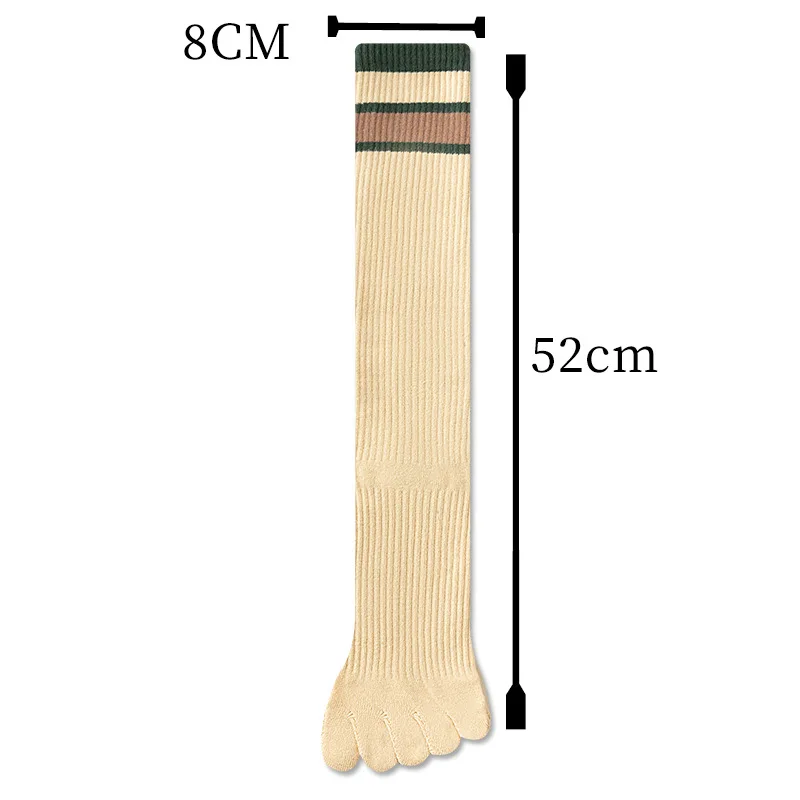 2 Pairs Over Knee Compression Socks Women Five Finger Socks with Grip Non-slip Yoga Pilates Toe Socks Anti-slip Stockings Women