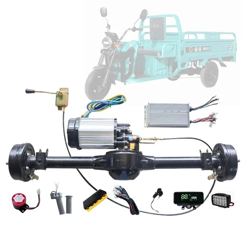 90cm 2500W Elektrischer Dreirad-Umbausatz Hinterachse mit Untersetzungsgetriebe 1:10:20 Differential 900kg Hinterachse mit Motorsteuerung