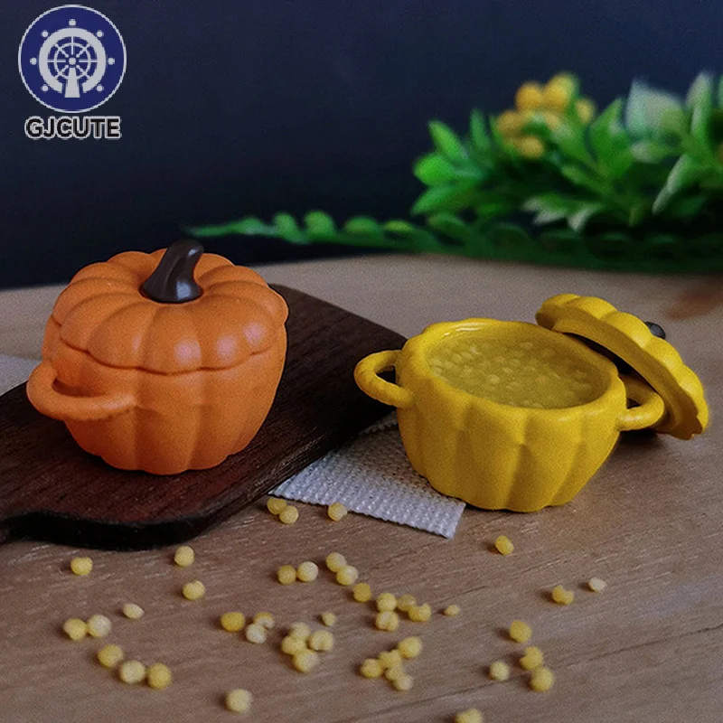 ตุ๊กตามินิฟักทองซุปหม้อจําลอง Millet โจ๊ก Miniature บ้านตุ๊กตาห้องครัวอุปกรณ์ตกแต่งฮาโลวีน