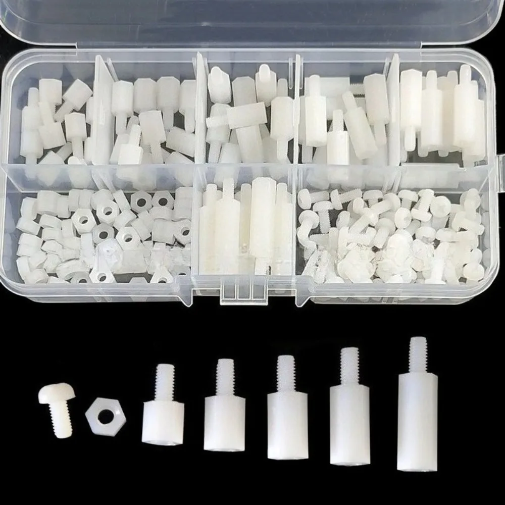 

M3 Nylon Screws 180Pcs White Hex Head Screws Nuts Washers Standoffs Assortment Kit for 3D Printer Drone RC Model DIY Project