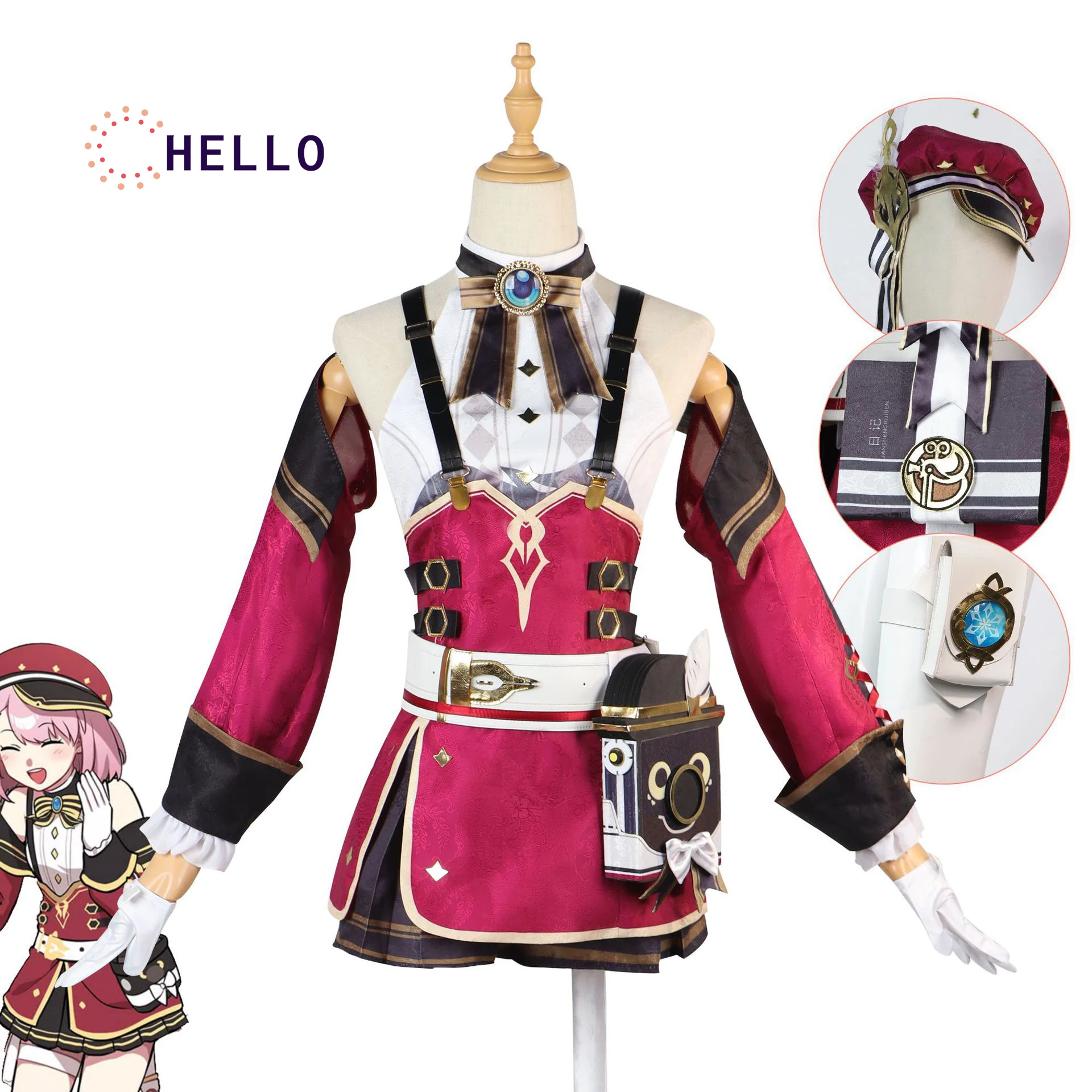 

Charlotte cosplay Game Genshin Impact Costume For Women Uniform Full Set Cosplay Anime Game Halloween Party Charlotte Costume