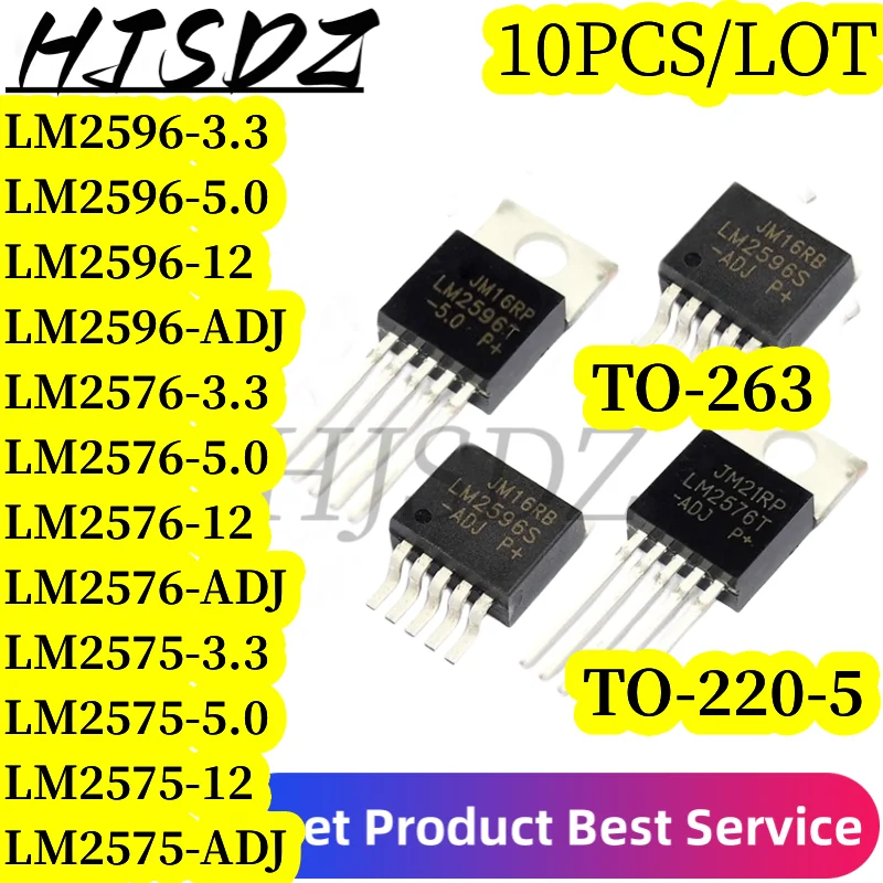 10PCS/LOT  LM2575 LM2596S LM2576T-5.0V/3.3V/12V/ADJ TO-263/TO-220-5 Voltage Regulator Chip