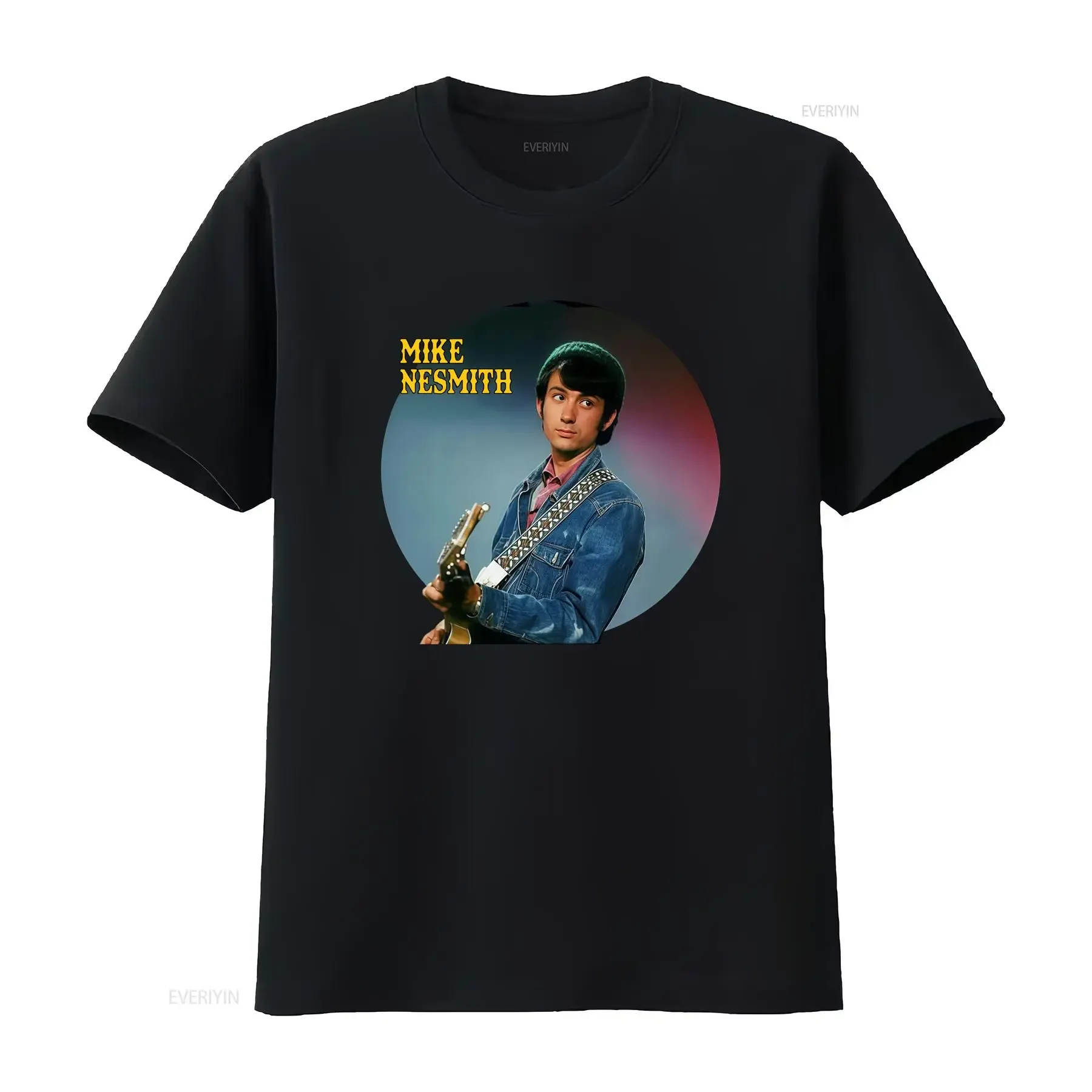 Vintage Retro Mike Nesmith Classic Rock Guitar Print Casual T Shirt vintage Washed designer clothes Soft Top For Everyday Wear