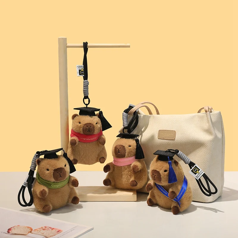 15cm Graduation Season Capybara Plush Pendant Capybara With Different Color Scarf Student Graduation Season Gifts