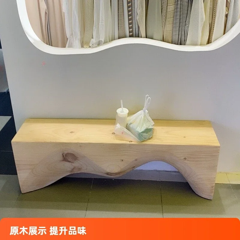 Personalized and creative solid wood home bench, designer art clothing store log display stool, bed and breakfast shoe changing