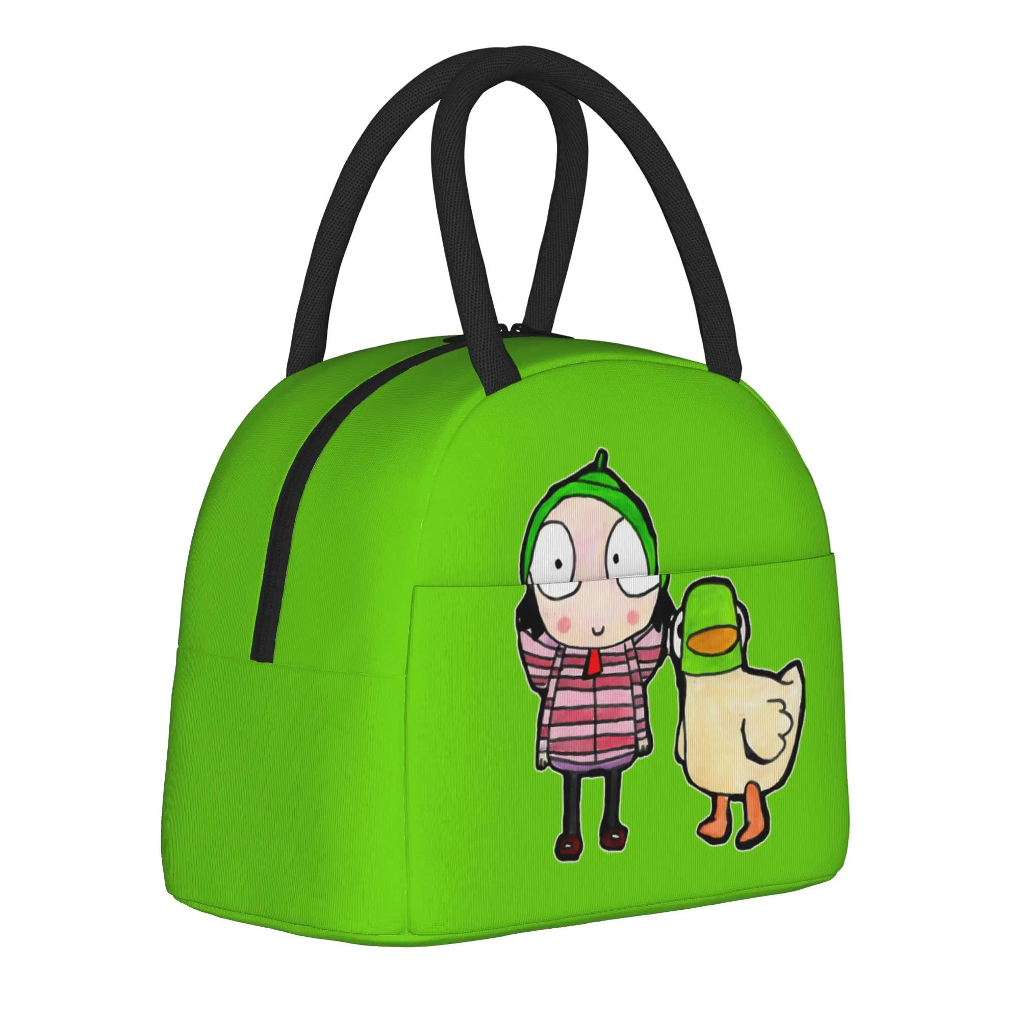 Her Duck Girl Friend Pet Sarah and Duck  Insulated Lunch Bags High Capacity  Reusable Thermal Bag Tote Lunch Box Food Handbags