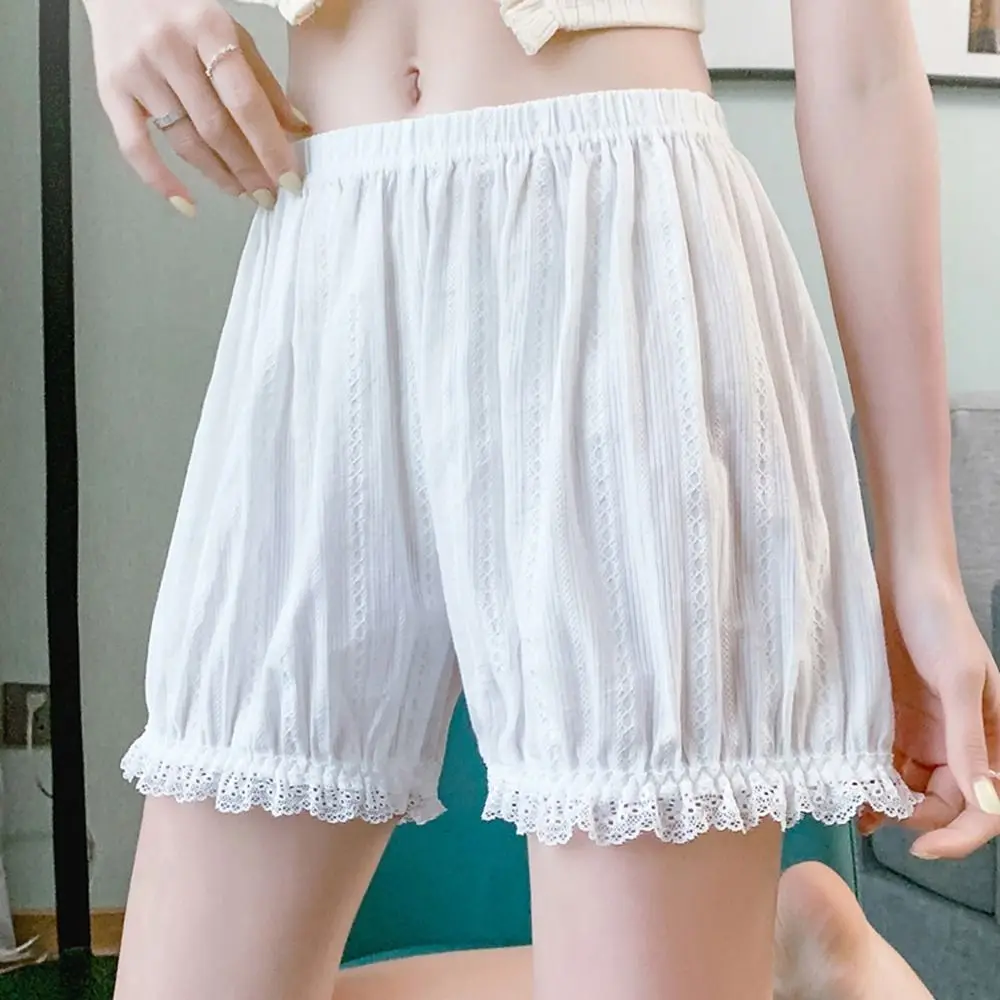 

Stripe Lace Safety Short Pants Loose Short Pants Summer Ruffled Lantern Short Pants Pajamas Shorts Home Casual Ladies Shorts