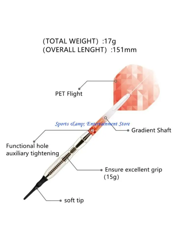 

G7NF Soft Darts Safe Soft Darts 3Pieces 17g Electronic Safe Darts Set Soft Plastic Tip Iron Barrels Aluminum Shaft PET Flight