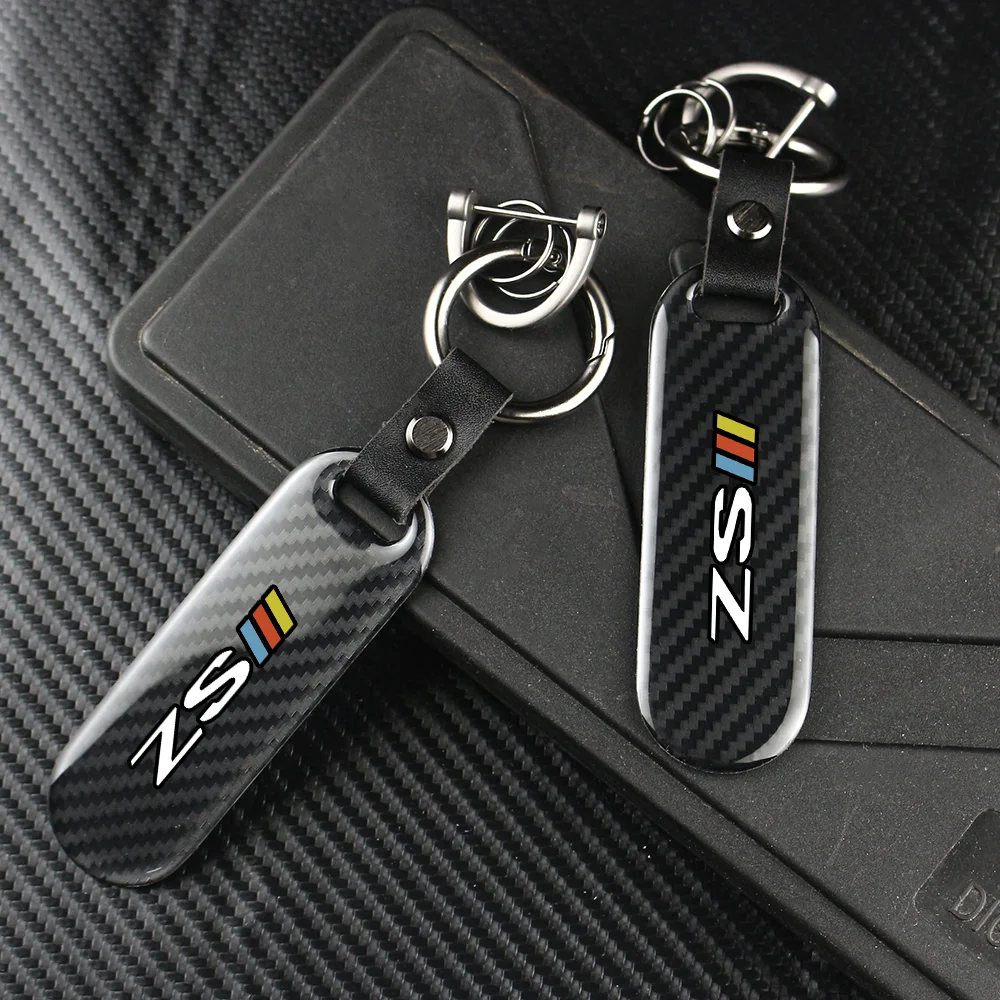 Carbon Fiber Car Key Rope For MG ZS Car Keychain Key Chain Pendant Keyring Horseshoe Buckle Auto Styling Accessories