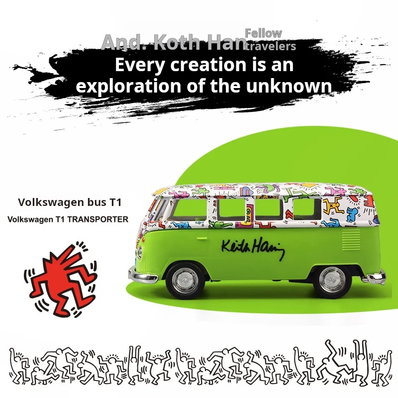 1:36 Schaalmodel auto's van Keith Haring, co-branded, van gegoten metaal, VW Ford Bentley Toyota Maserati, verzamelmodel, bureaudecoratie