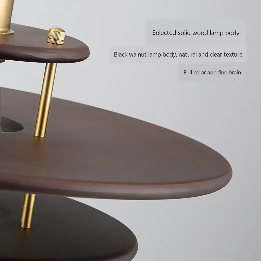 レトロなウォールナット材のレストランシャンデリア、デザイナーによる無垢材のバーカウンターシャンデリア、クリエイティブな窓型UFOシャンデリア