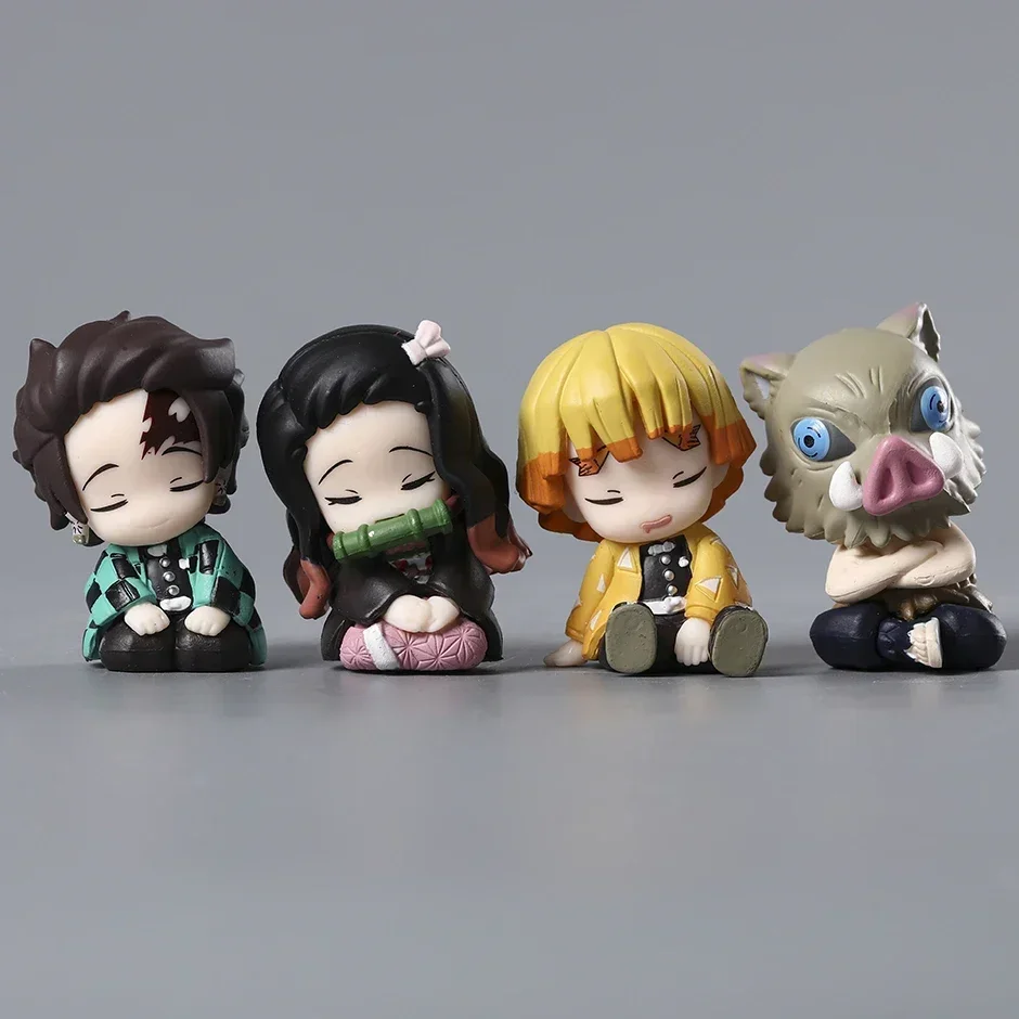 Sleeping Kamado Tanjirou Nezuko Zenitsu Agatsuma Hashibira Inosuke Anime Cartoon Figures Figurine Model Toys Set