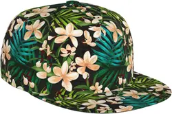 Tropical Flower Print Womens Baseball Hat Adjustable Fashion Casual Sport Running Cute Hawaiian Hats for Women Men