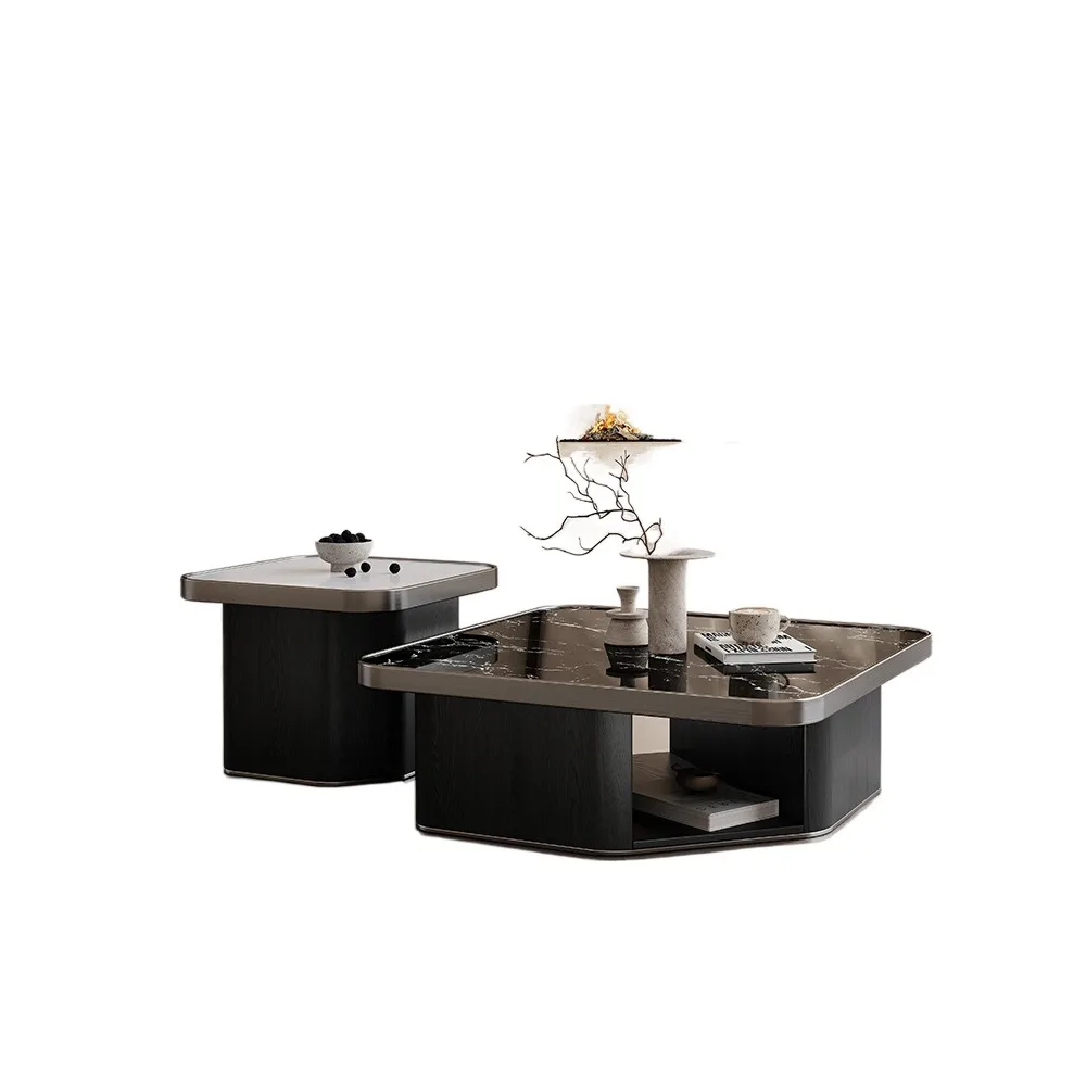 

Italian light luxury super crystal stone coffee table, living room tea table simple combination square tea table