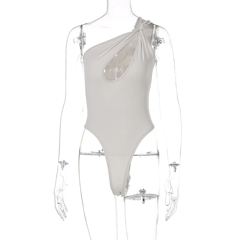 2025 neuer modischer und sexy schräger Schulter-Hohl-Slim-Fit-Overall in einfarbiger Farbe, einfarbig, vielseitiger Hosenträger für Frauen