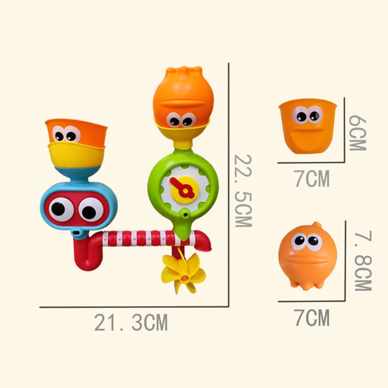 아이 워터 휠 목욕 빨판 욕조 아기 목욕 장난감, 물 스프레이 놀이 세트, 샤워 스프링클러 장난감, 유아 어린이