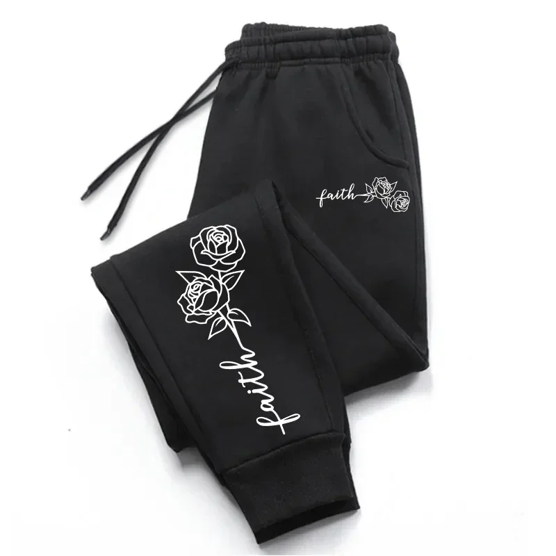 Men's sweatpants rose print casualpants sweatpants running fitness outdoor street sports trend hot sale autumnandwinter menswear