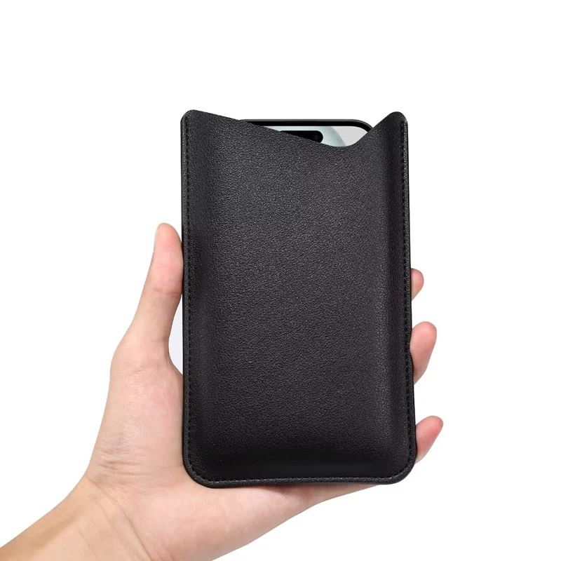 Universal PU Leather Fabric Mobile Phone Bag For iPhone 16 15 14 13 12 Pro Max Samsung Xiaomi Huawei Protective Cell Phone Pouch
