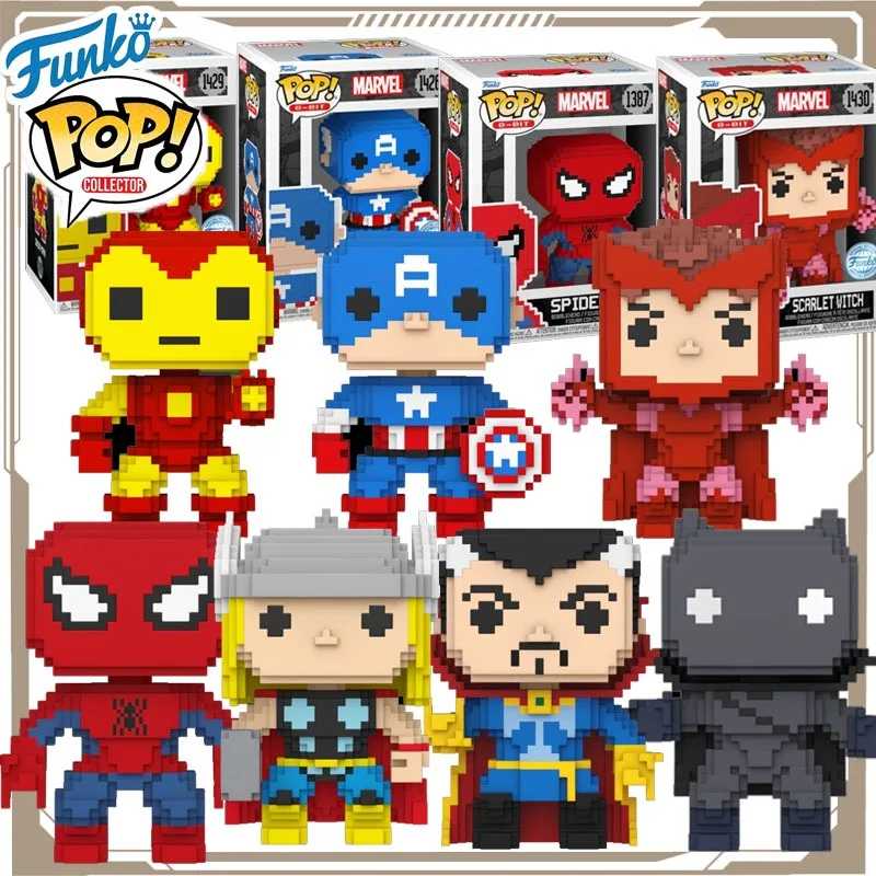 

Funko POP Original Marvel Captain America Iron Man Doctor Strange Wanda Pixel 8-Bit Action Figure Toys for Boys Girls Kids Gift