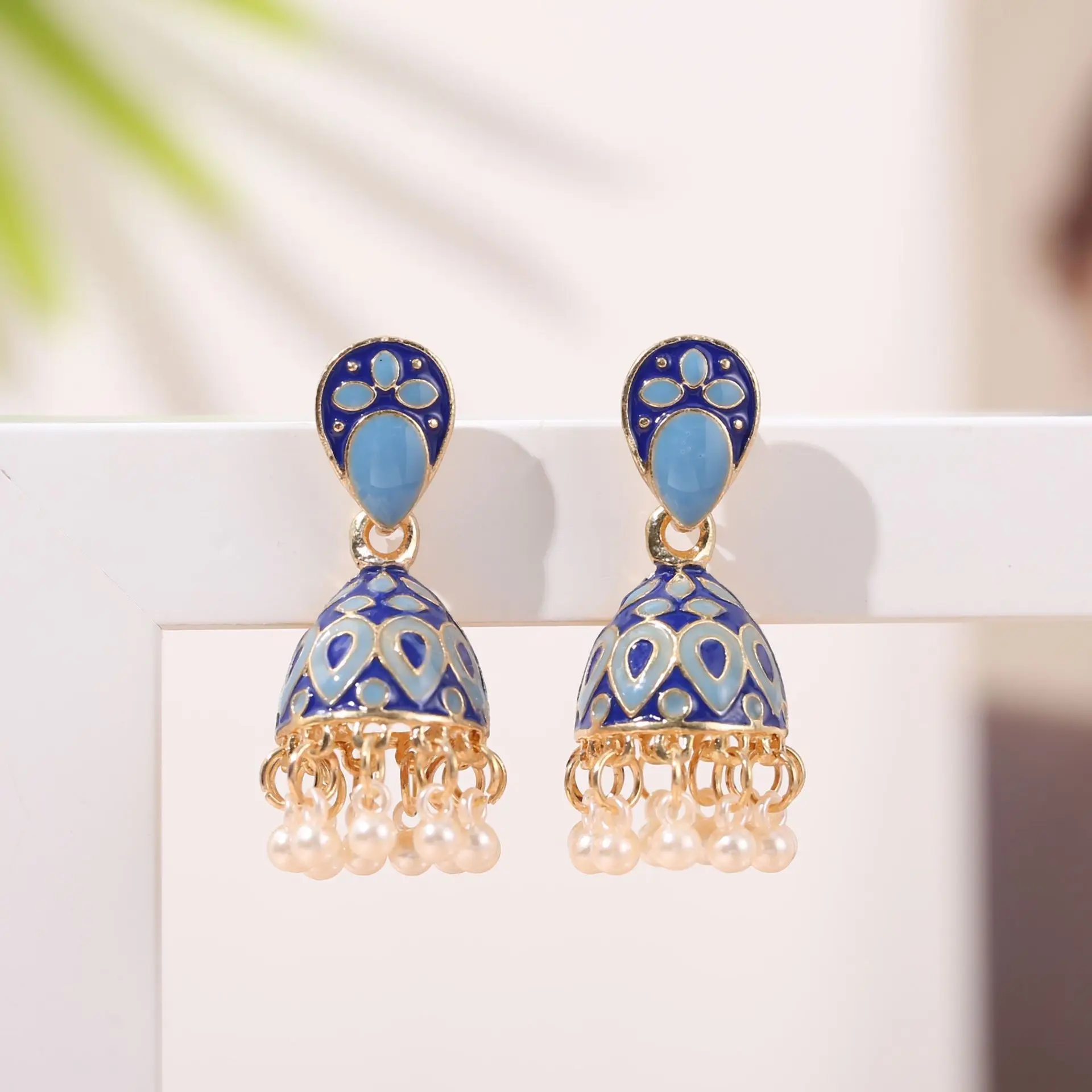 2022 Multi-color Cage Bell Earrings Exaggerated Earrings Ethnic Wind Alloy Tassel Earrings Earrings for Women