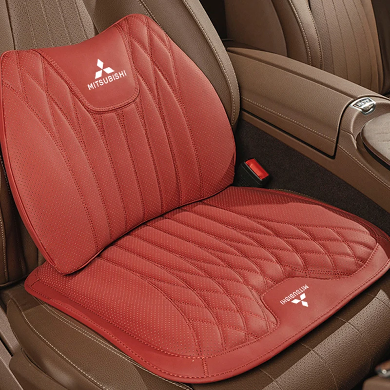 Leather Car Seat Cushion Lumbar Support Auto Interiors For Mitsubishi Eclipse Lancer Outlander ASX Colt I200 Space Delica Triton