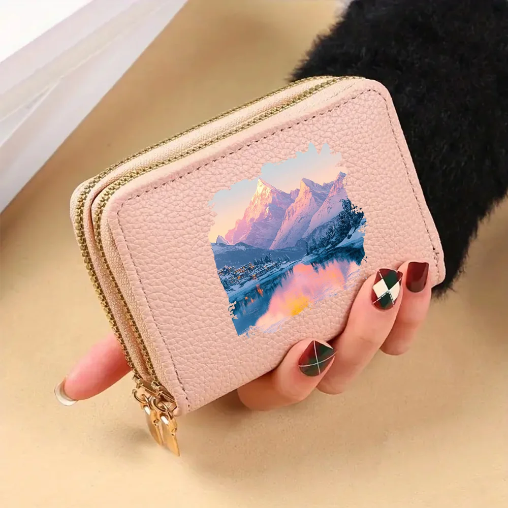 Women's Custom Printed Double-zip Wallet with Zippers - Personalized zero Wallet with Unique Design, Fashionable Card Holder