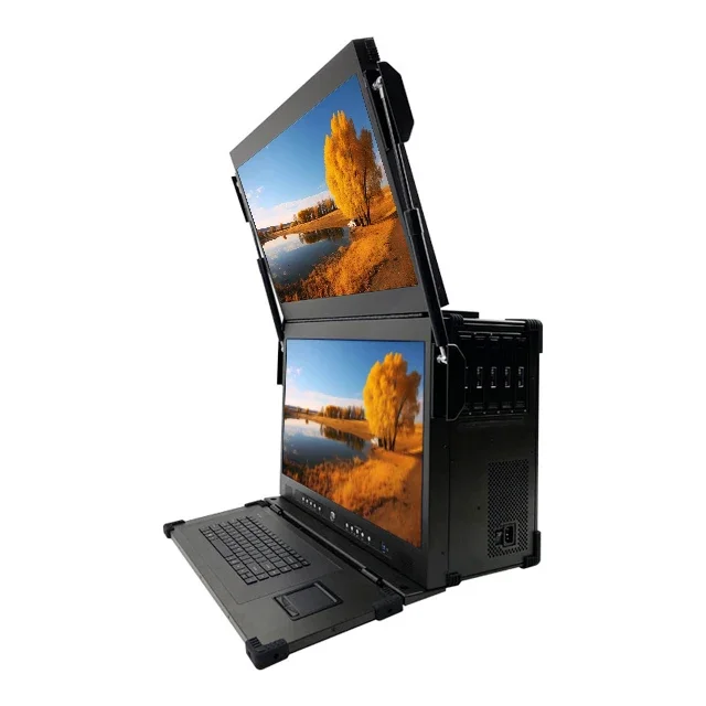 2024 Pro I7 I9 Pc Case With Dual Screen M Ilitary Rugged Metal Desktop Industrial Computer