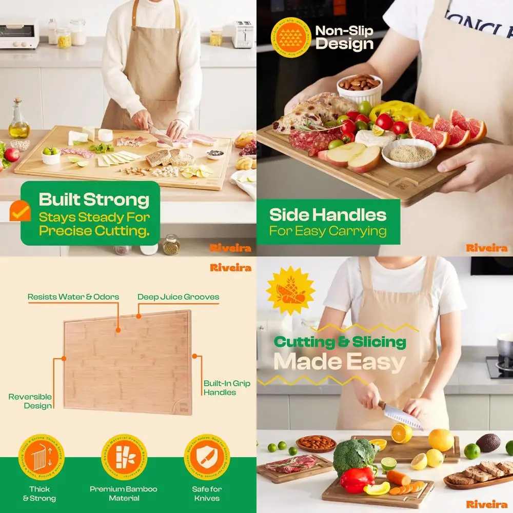 

Разделочная доска из бамбука для гурманов — деревянная разделочная доска 36x24 с канавками для сока для декоративного использования на кухне