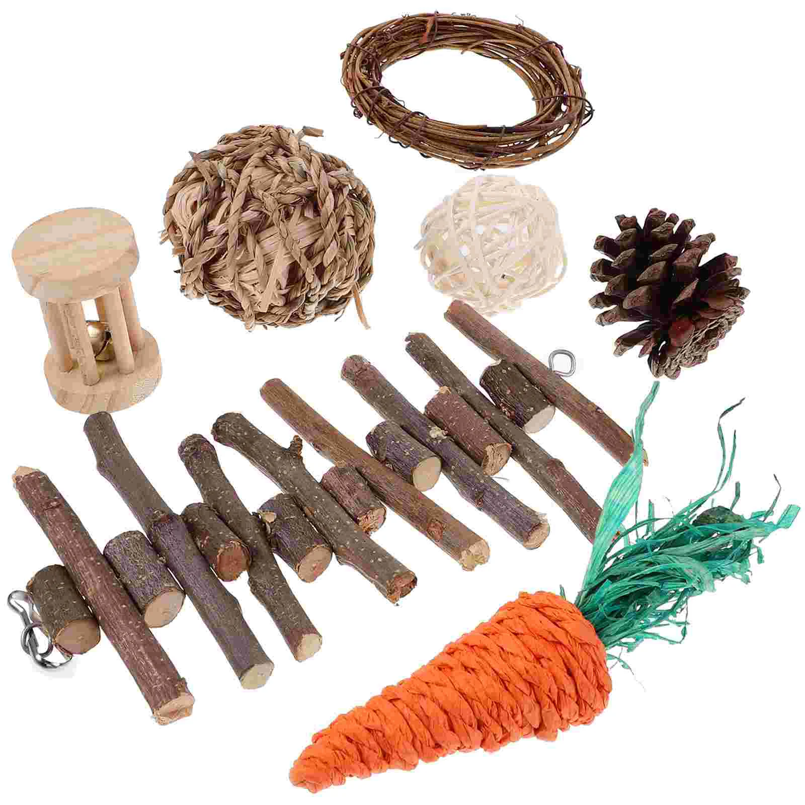 

Hamster Toy Grass Ball Cage Chinchilla Toys Rat Accessories Squirrel Teeth Care Wooden Chew Kit