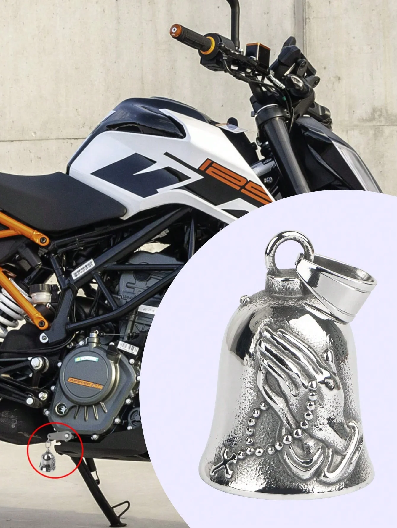 

Vintage Motorcycle Bell Pendant - Zinc Alloy Chrome Plated - Crisp and Loud Ringtone, Knight Lucky Charm Necklace, Ideal for Men