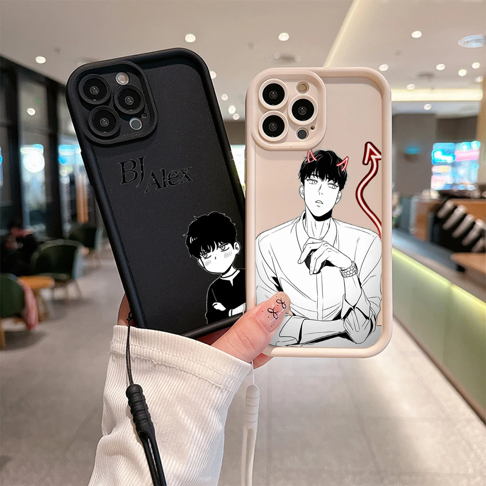 เคสโทรศัพท์ B-BJ อะนิเมะ A-alexes สำหรับ iPhone 16 15 14 13 12 11 PRO MAX MINI XR XS x 7 8 PLUS ฝาหลัง TPU แบบนิ่มพร้อมสายคล้องมือ