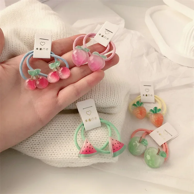 

Children's Carrot Headband Female Korean Cute Fruit Headband Baby Hair Tie Rubber Band Cherry Headband Elastic Hair Bands