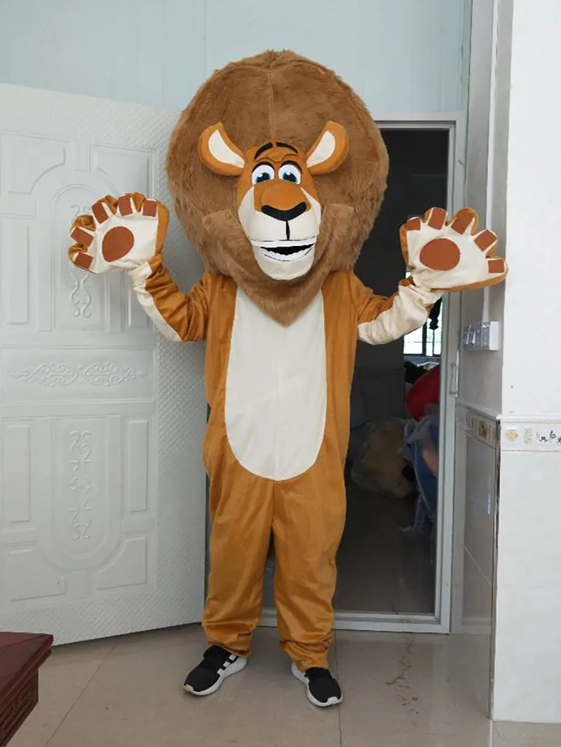 

Brown Male Lion Mascot Costume Adult Cartoon Character Outfit Suit Halloween Carnival Cosplay Party Props Accessories