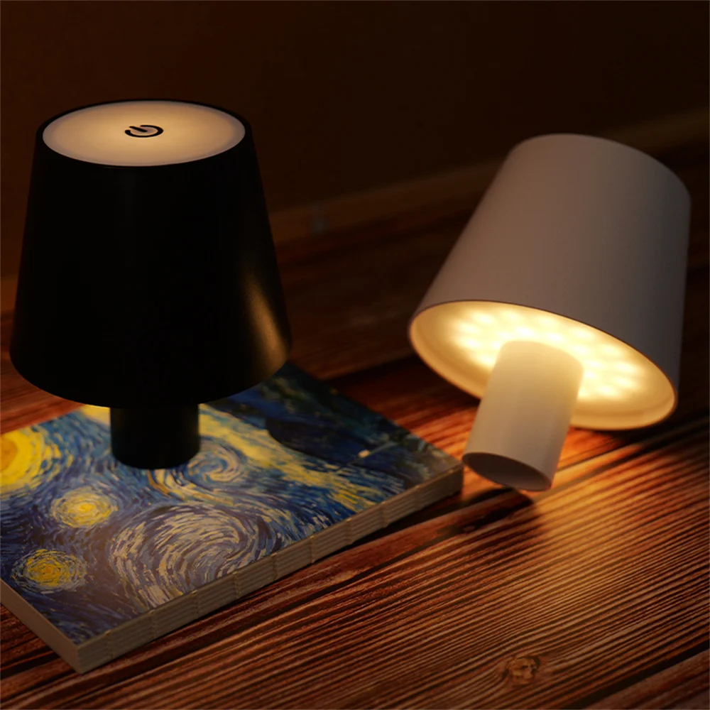 USB Rechargeable Mushroom LED Night Light 3 Color Desk Lamp for Office Bedroom Clubs Bar Cafe Dimmable Home Decor Reading Bulb