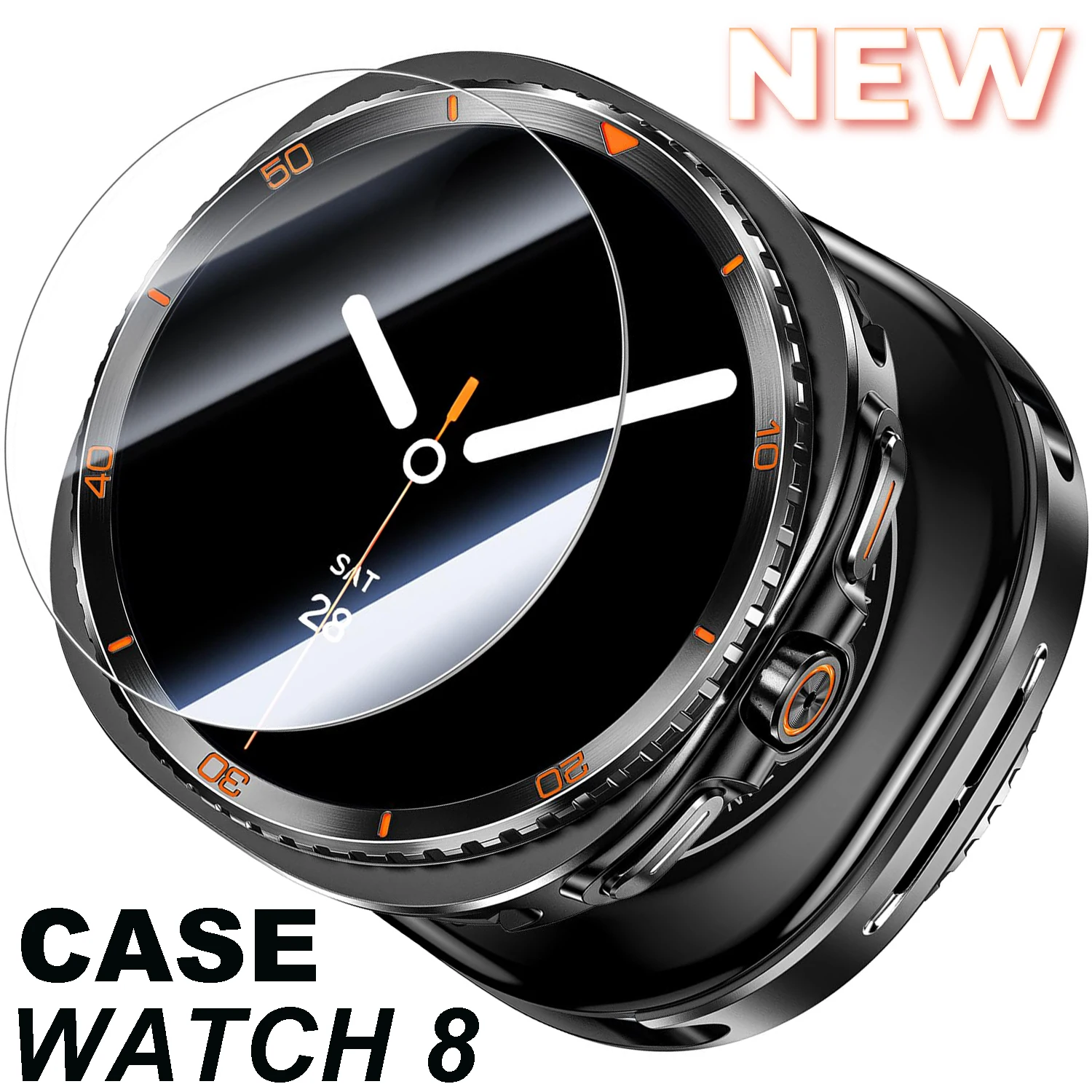 حافظة معدنية لهاتف سامسونج جالاكسي Watch8 44/40 مللي متر واقي من الزجاج المقسى غطاء سبائك الألومنيوم لـ GALAXY8 تغيير إلى 8 كلاسيكي 46 مللي متر