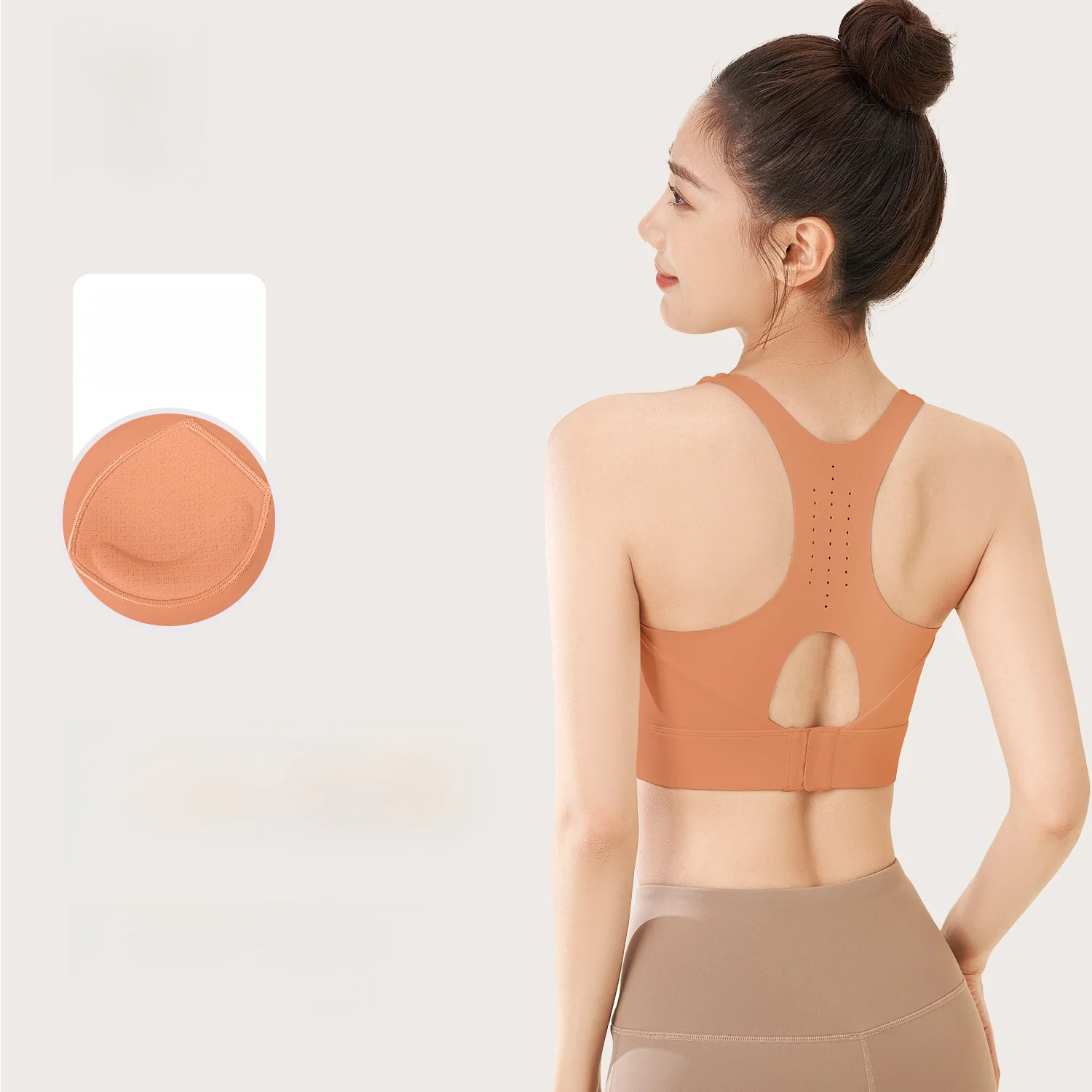 

Juyitang женский спортивный бюстгальтер без косточек пуш-ап дышащий высокопрочный противоударный дизайн с пирсингом на пуговицах